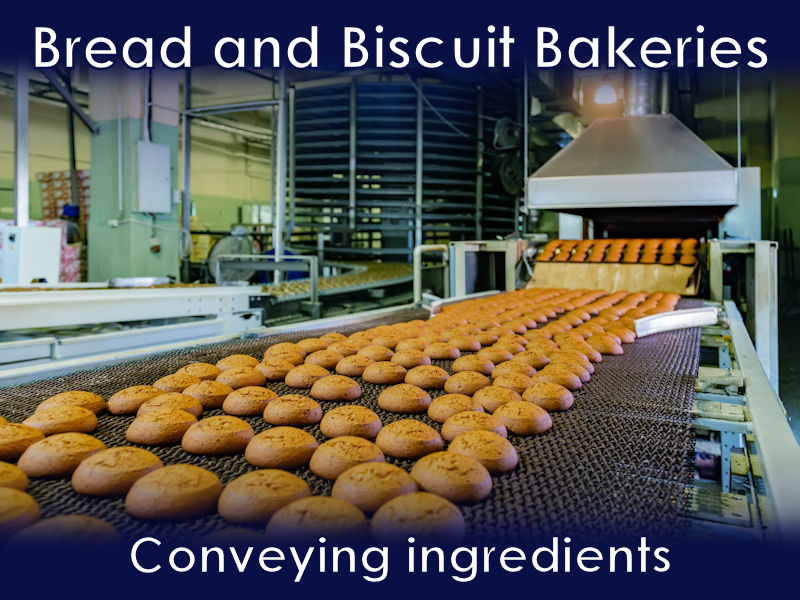 Bread and biscuit bakeries, used to convey ingredients