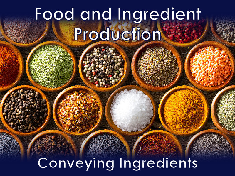 Food and ingredient productions, used to convey ingredients