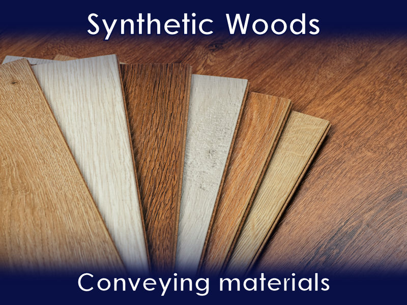 Conveying materials to manufacture synthetic wood and composite woods